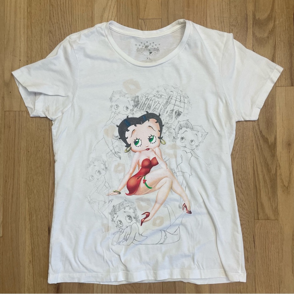 Betty Boop T-Shirt XL White Universal Studios Tee Cartoon 90s inspired